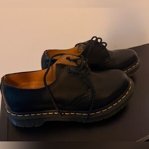 Dr. Martens Black Ankle Booties with Yellow Stitching